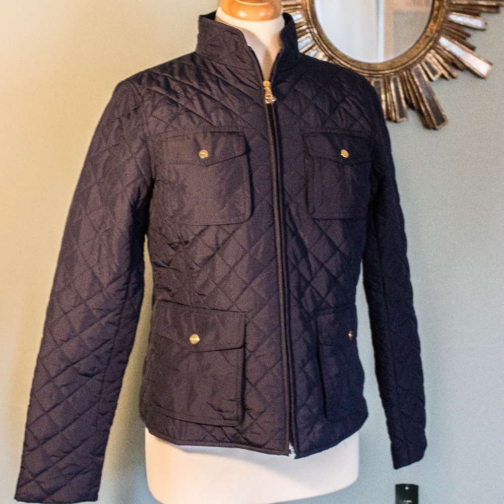 Ralph Lauren navy puff coat with zipper